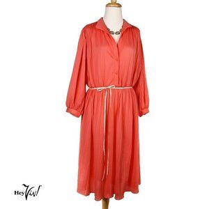Vintage Peach Pink Pleated Dress Flowy Style Willi of California Sz XL - Hey Viv